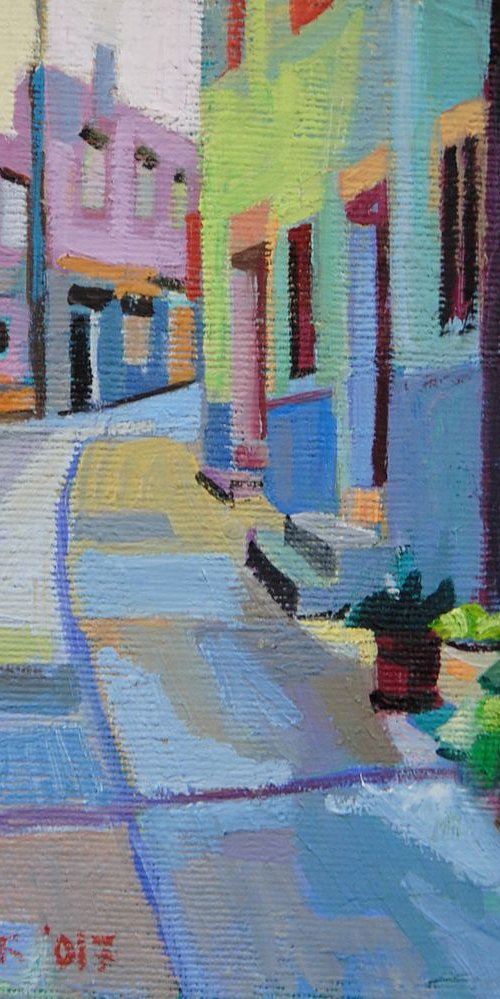 Sunny street / 17 x 14.5 cm by Maja Đokić Mihajlović