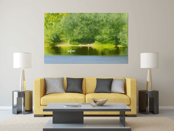 White and Blue Canoe