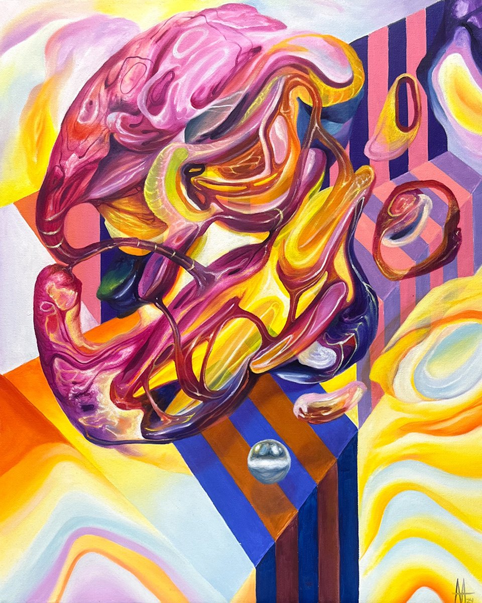 Organic Abstract Oil Painting By Andres Alvarez, 20 X 24, Substance, Original Artwork