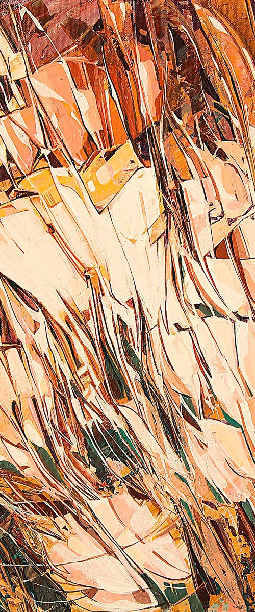 Peach Floral Wall Art by ARTIST GURDISH PANNU