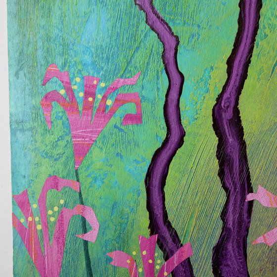 White Cat with Pink Nerines