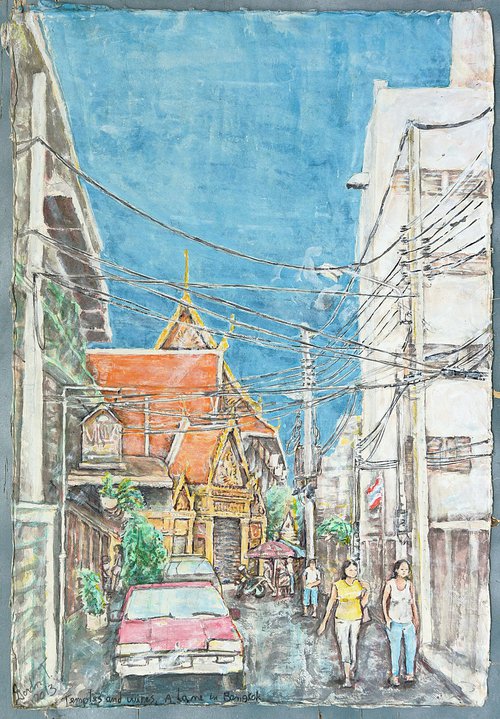 Temples and Wires, A Lane in Bangkok by Gordon T.