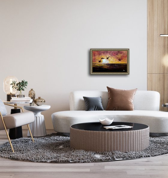 African egrets at sunset