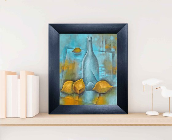 Blue Still Life With Lemons