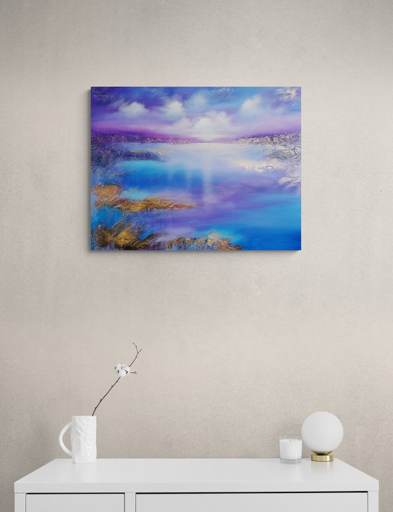 A XL large beautiful modern semi-abstract seascape painting "Miracle moment"