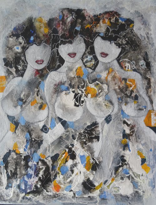 Friendships ...Contempory ready to hang...Large by Sylvie Oliveri