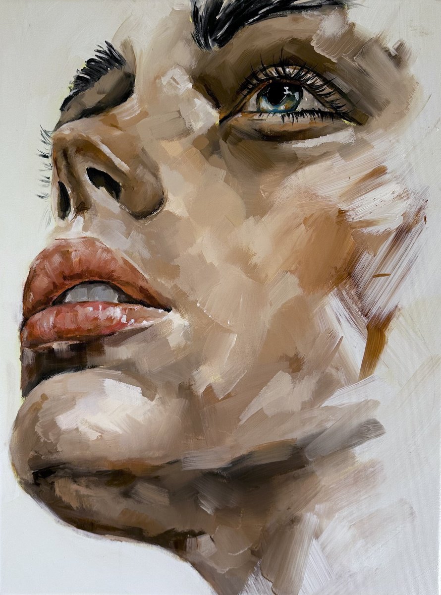 Impressionistic Portrait Acrylic Painting By Ferenc Racz, 17 X 23, Portrait 1044