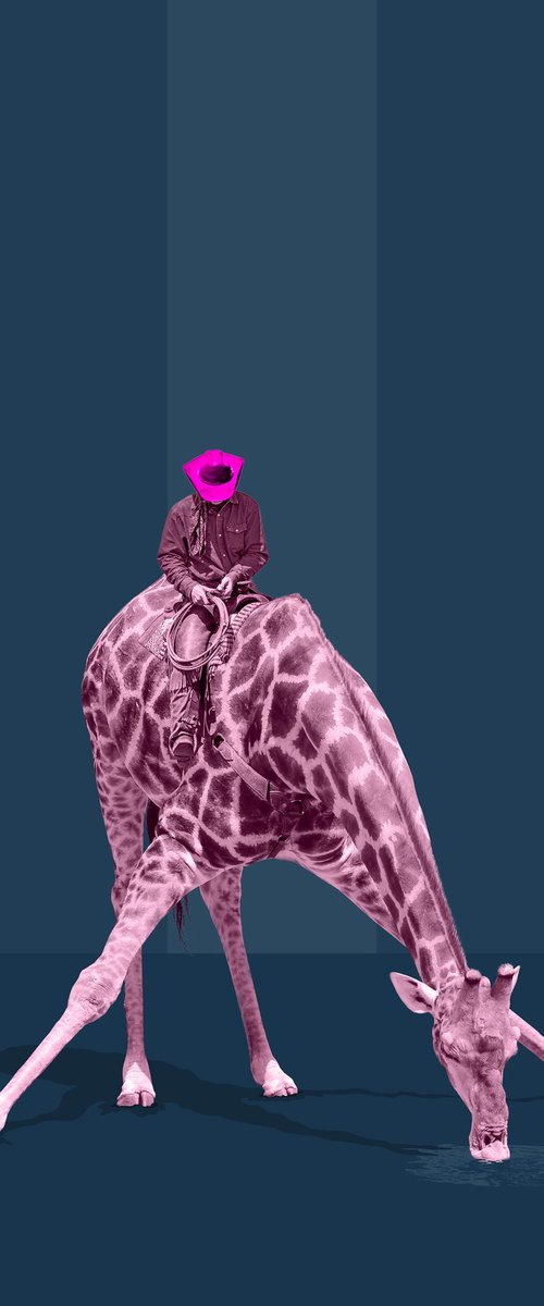 Giraffe Riding - Pink by mark skirving