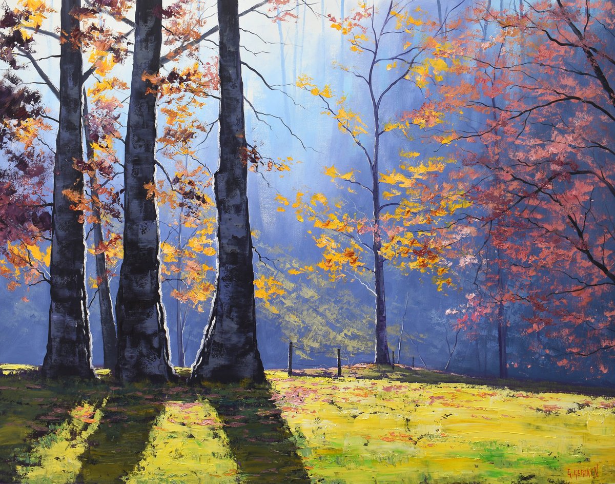 Autumn forest trees Large landscape painting by Graham Gercken