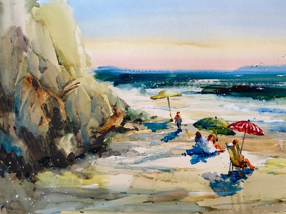 Sold Watercolor "Beach time” perfect gift