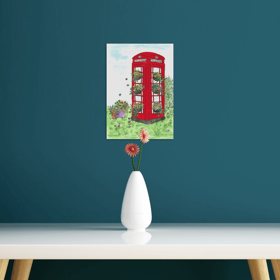 Red Telephone box with Flowers