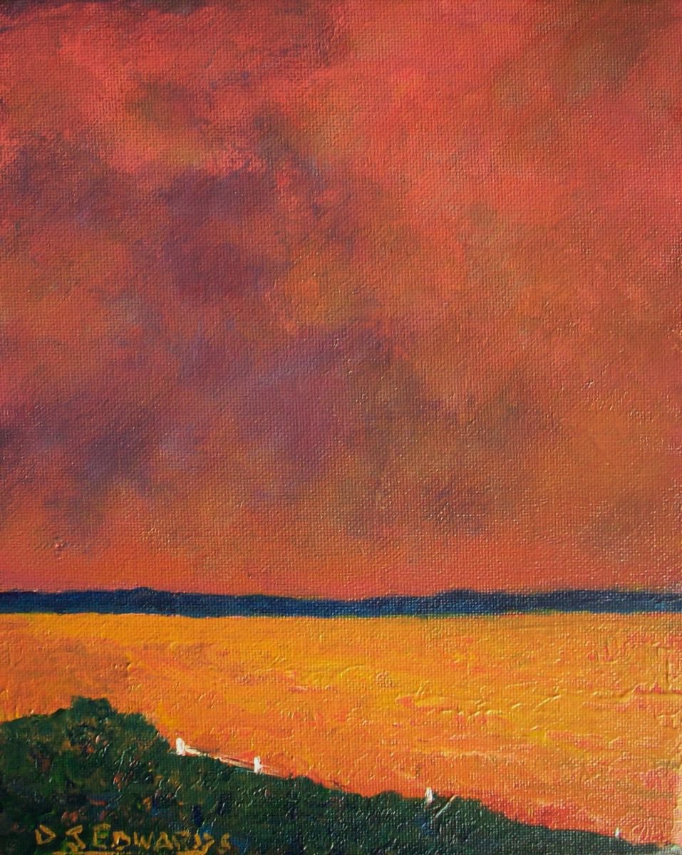 Impressionistic Landscape Acrylic Painting By David J Edwards, 8 X 10, Ambiance, Original Artwork