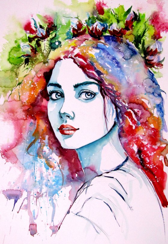Girl with florals II