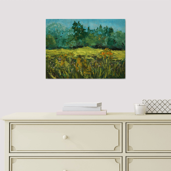 Grass and flowers in the meadow. PLEIN AIR #2 /  ORIGINAL PAINTING