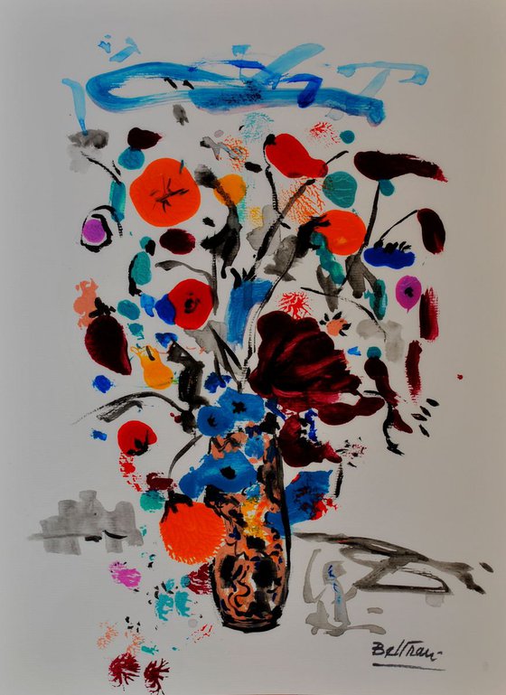 Le vase aux fleurs bleues / 11,81 x 15,75 in.(30x40cm) / 2018