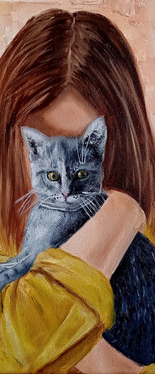 My lovely friend. Girl and Cat by Ira Whittaker