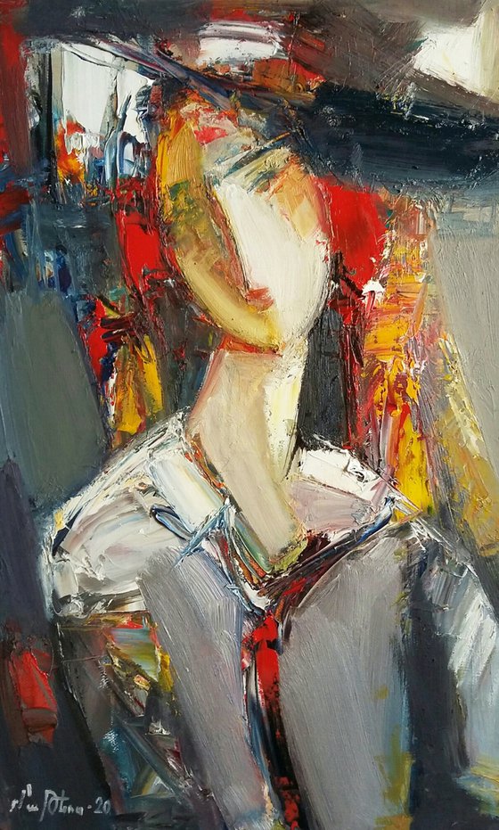 Abstract portrait 33x50cm ,oil/canvas, abstract portrait