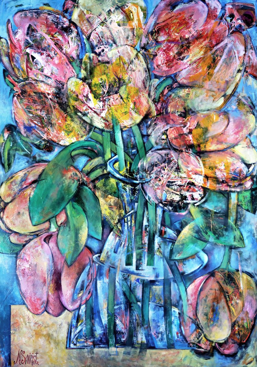 Expressive Oil Painting , - Tulips - ? By Nikifor Swiristuhin, 55 X 79, Artwork For Sale On Artfinder
