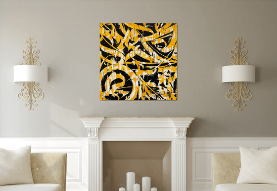 Black and yellow calligraphic