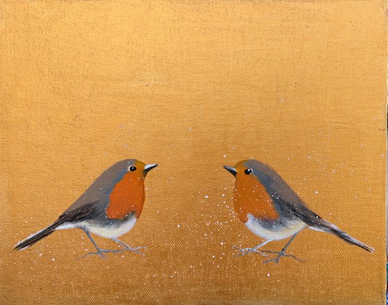 Two Little Robins ~ Framed