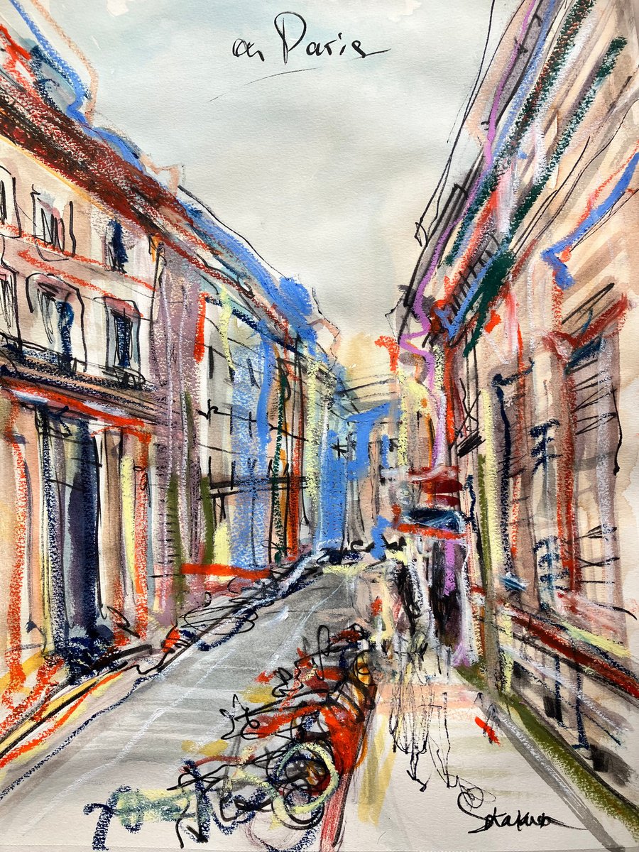 Expressive Landscape Watercolour By Mari Skakun, 12 X 16", A Paris, Original Artwork