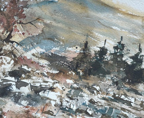 Winter in the mountains   watercolour