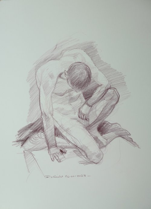 Crouching male nude by Rory O’Neill
