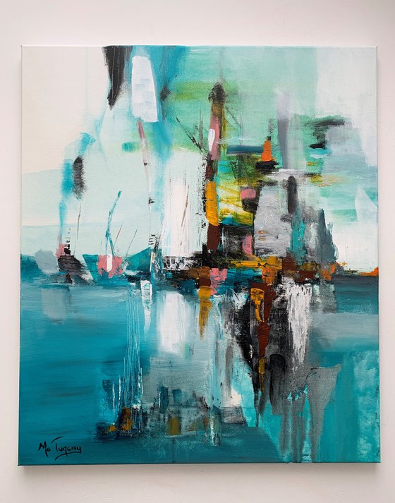 " Harbor II “ abstract Painting 60x70 cm ( 24x28" )