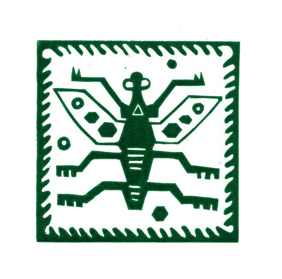 Peru Bug Linocut Hand Pulled Original Relief Print Edition of 30