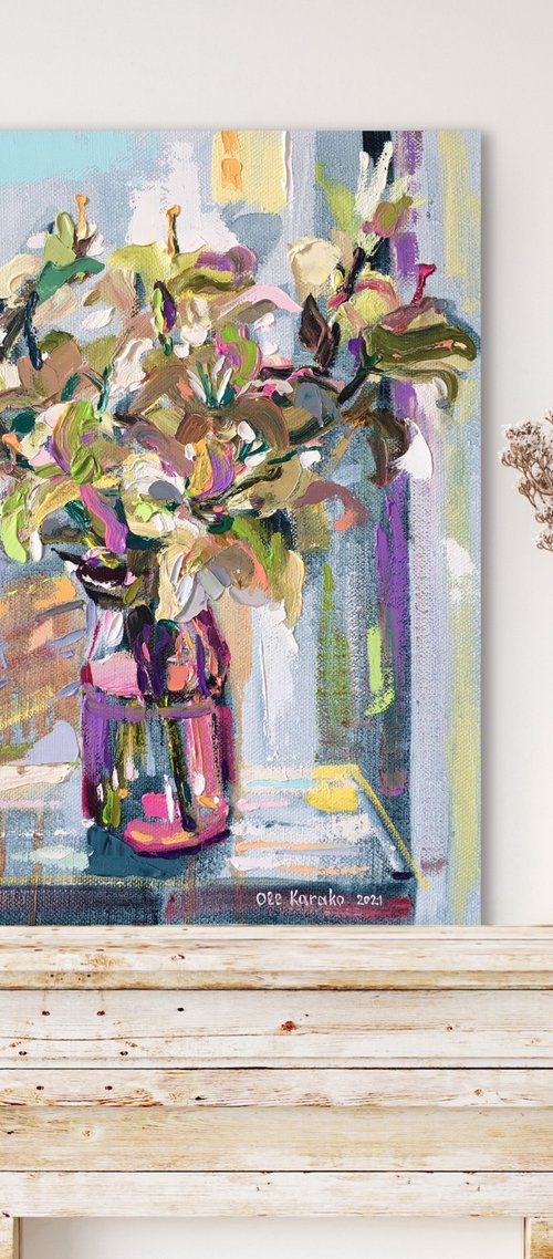 Flowers by the Window by Ole Karako