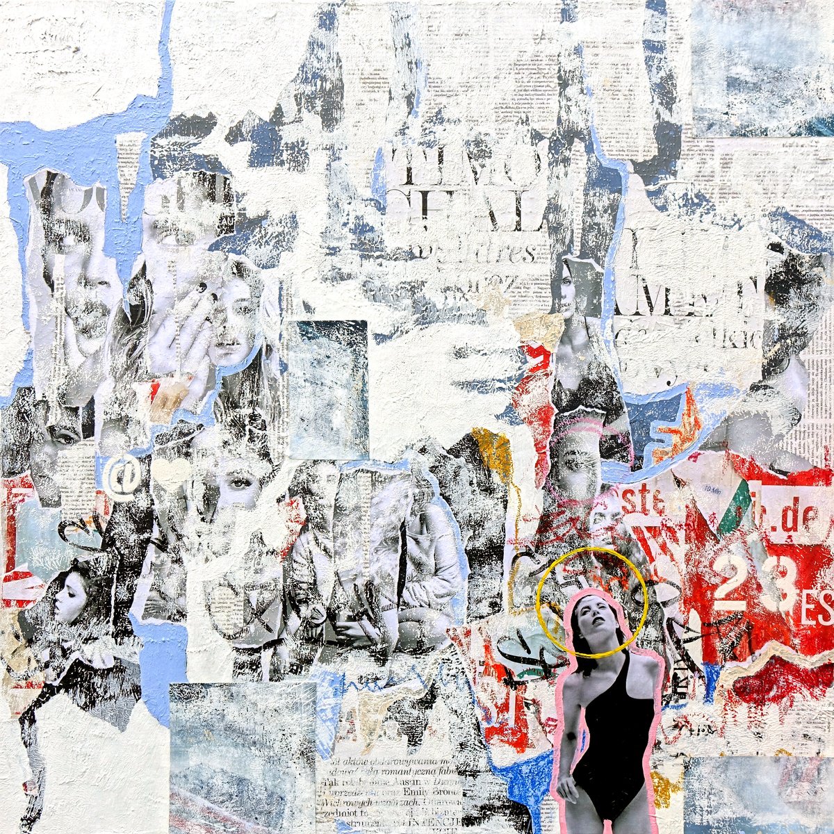 Urban And Pop Abstract Collage By Tomasz Brynowski, 31 X 31", Number 23, Original Artwork