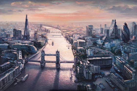 "London "Large original oil painting by Artem Grunyka