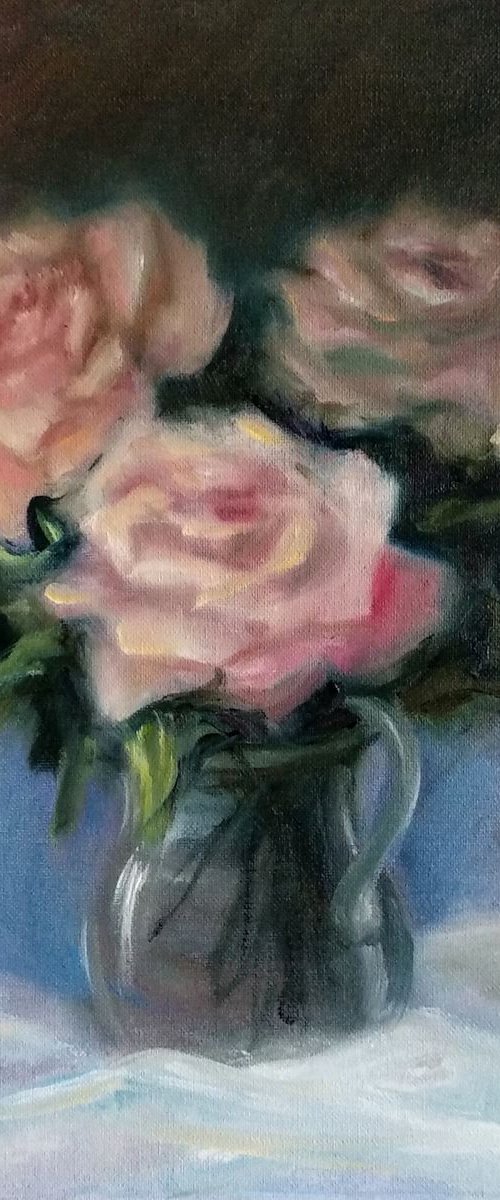 Tender bouquet of pink roses by Anastasia Art Line