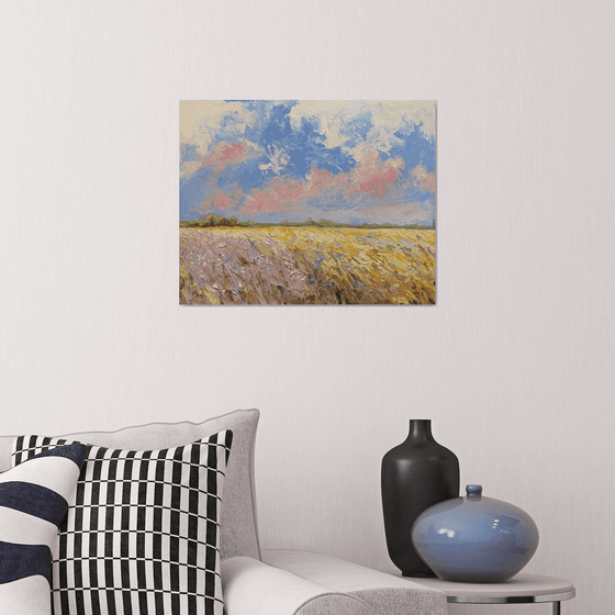 Pastel Sky Field Landscape.