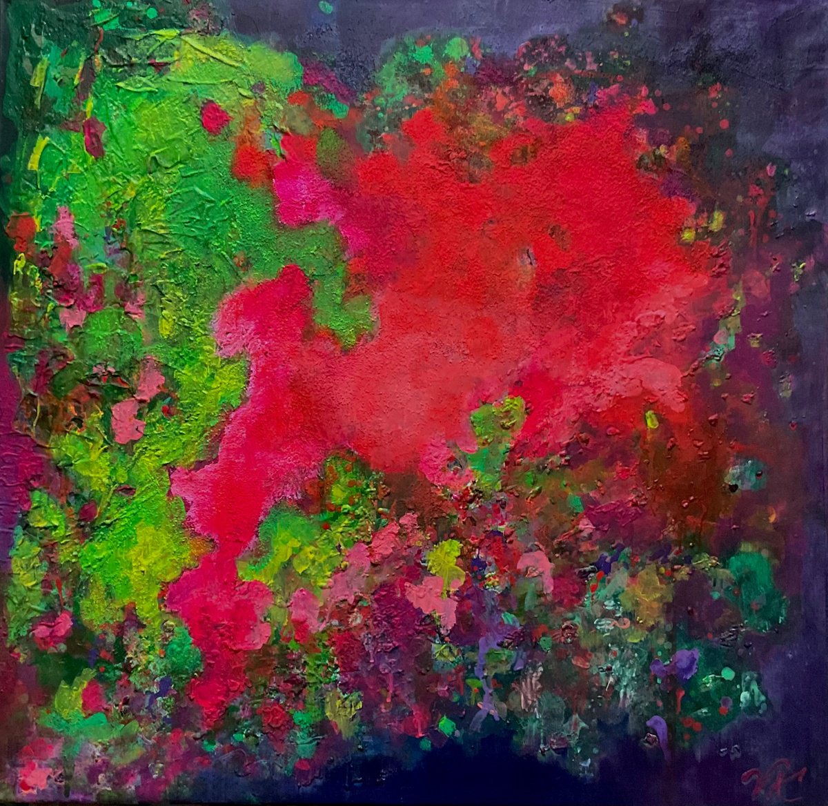 Organic Abstract Acrylic Painting By Vera Klimova, 39 X 39", Improvisation 5, Original Artwork