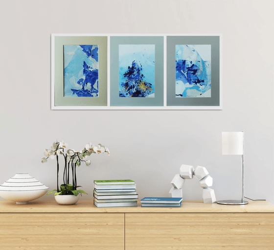 BLUE #4 (90x40) triptych