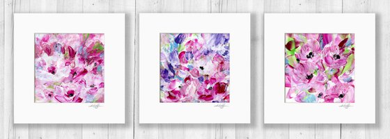 Sweet Blooms Collection 1 - 3 Floral Paintings by Kathy Morton Stanion