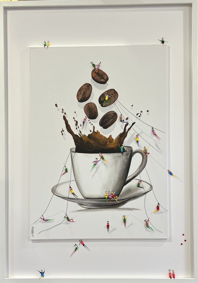 Abstract Portrait Acrylic Painting By Eka Peradze, 25 X 37, Freedom ,,Coffee