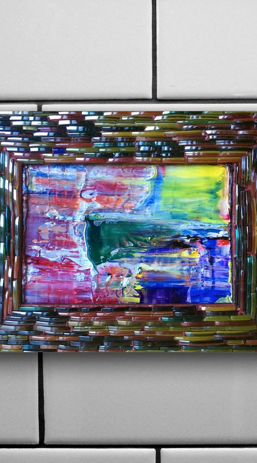 "Breaking In" -  Original PMS Micro Painting On Glass, Framed - 8 x 6 inches by Preston M. Smith (PMS)