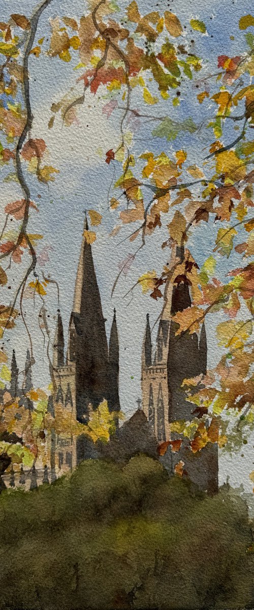 Autumn colour with cathedral by Shelly Du