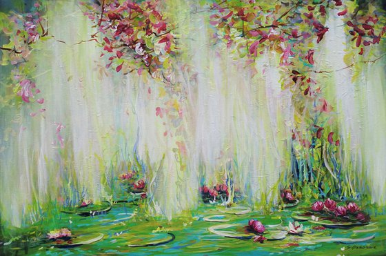 Water-lilies Reflections. Modern Impressionism inspired by Claude Monet