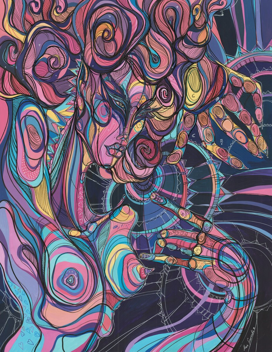 Impressionistic Portrait Acrylic Painting By Maria Susarenko, 20 X 25", The Moon, Original Artwork