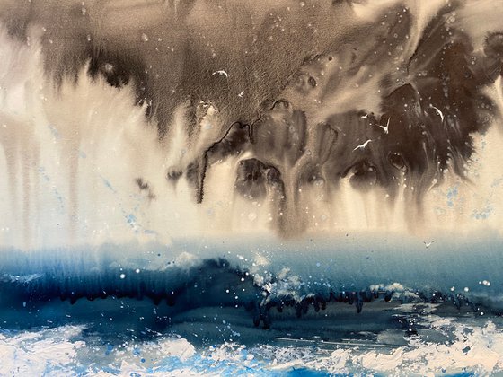 Watercolor "Sea-storm” special gift