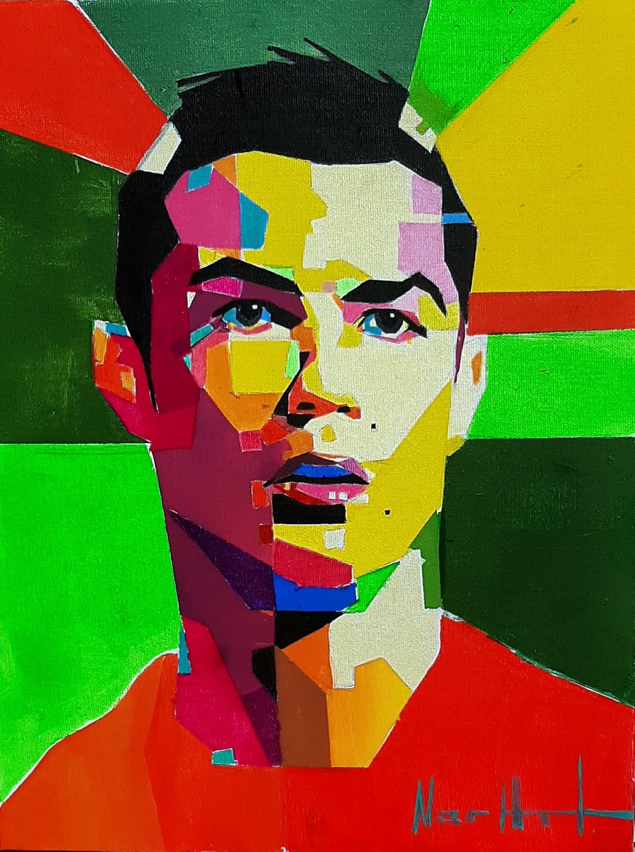 Cristiano Ronaldo - modern portrait 35x45cm ,acrylic/canvas, ready to hang by Narek Jaghacpanyan