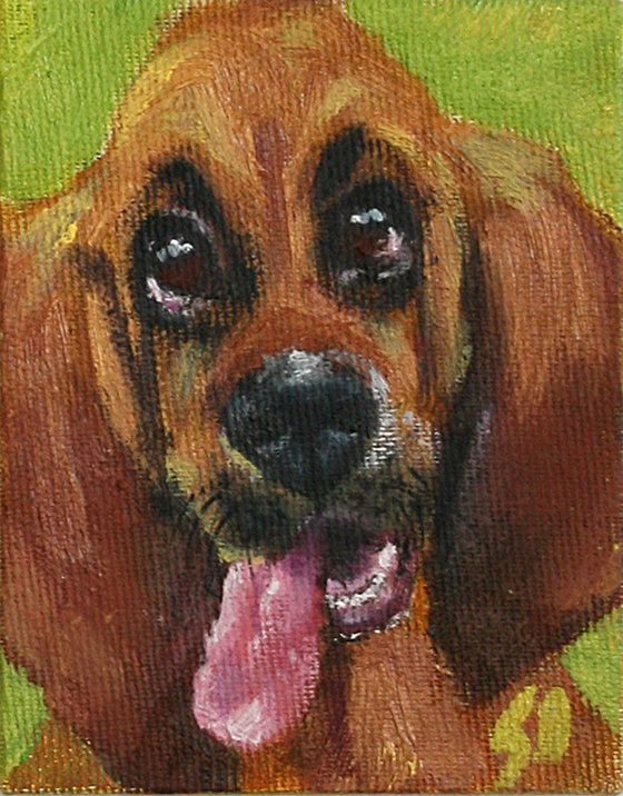 Dog 02.24 /4x5.5"  / FROM MY A SERIES OF MINI WORKS DOGS/ ORIGINAL PAINTING