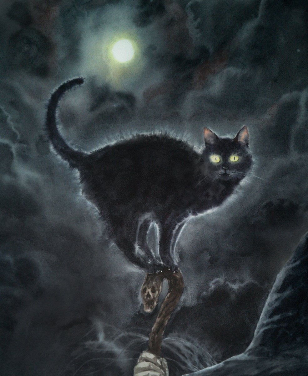 Black Cat - Halloween by Olga Beliaeva Watercolour