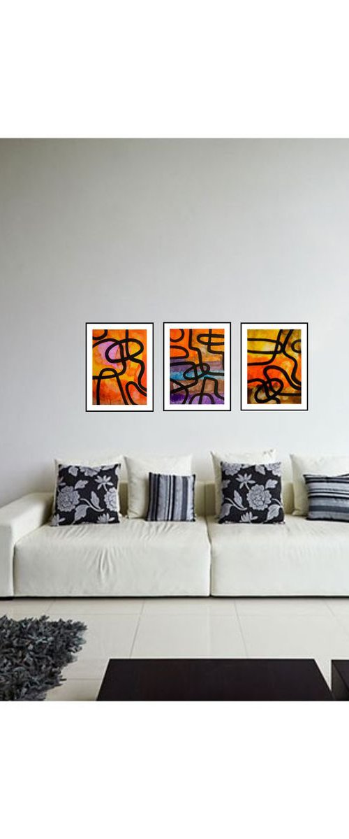 serpentins / triptych 35,43 x 15,75 in (90 x 40 cm) by Pierre-Yves Beltran