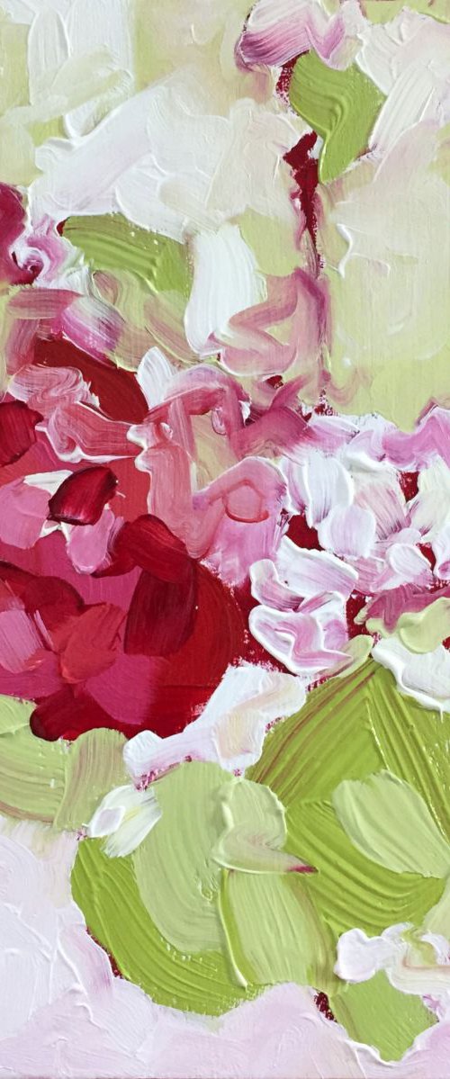 Abstract Painting - Floral Abstraction 4.6 - Oil on Panel by Tammy Silbermann