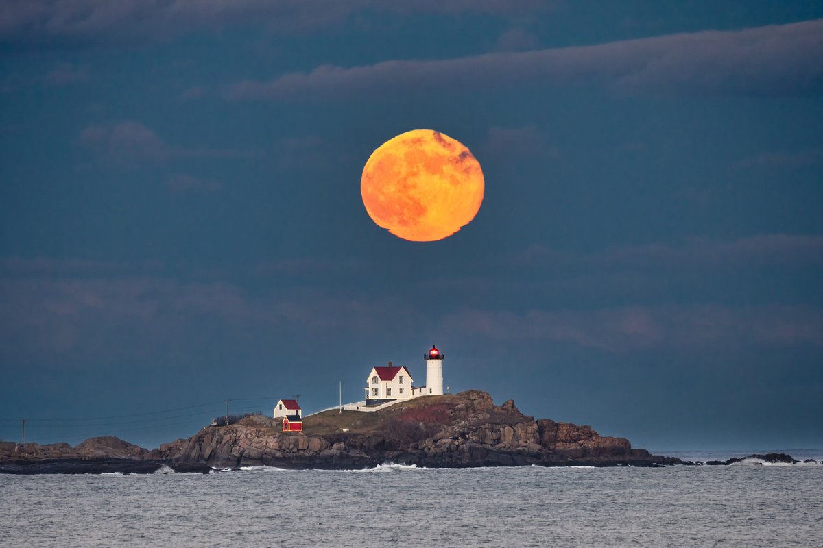 Photograph , Moonrise, Nubble Light By Francois De Melogue, 25 X 17, Artwork For Sale On Artfinder
