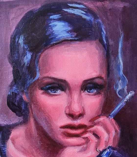 Original acrylic painting Blue Series Woman Portrait I